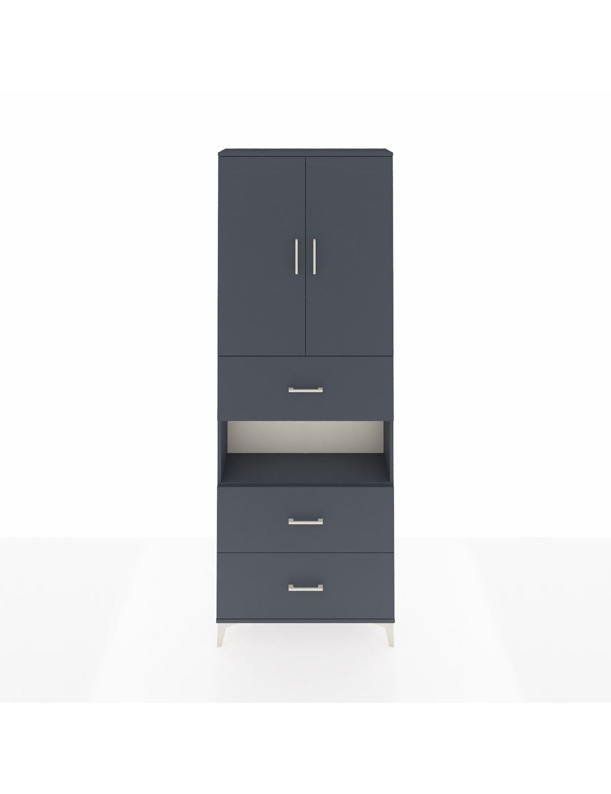 Arges Dolap 4 Raflı 3 Çekmeceli 2 Kapaklı 88x30x243 Antrasit-Antrasit