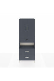 Arges Dolap 4 Raflı 3 Çekmeceli 2 Kapaklı 88x30x243 Antrasit-Antrasit