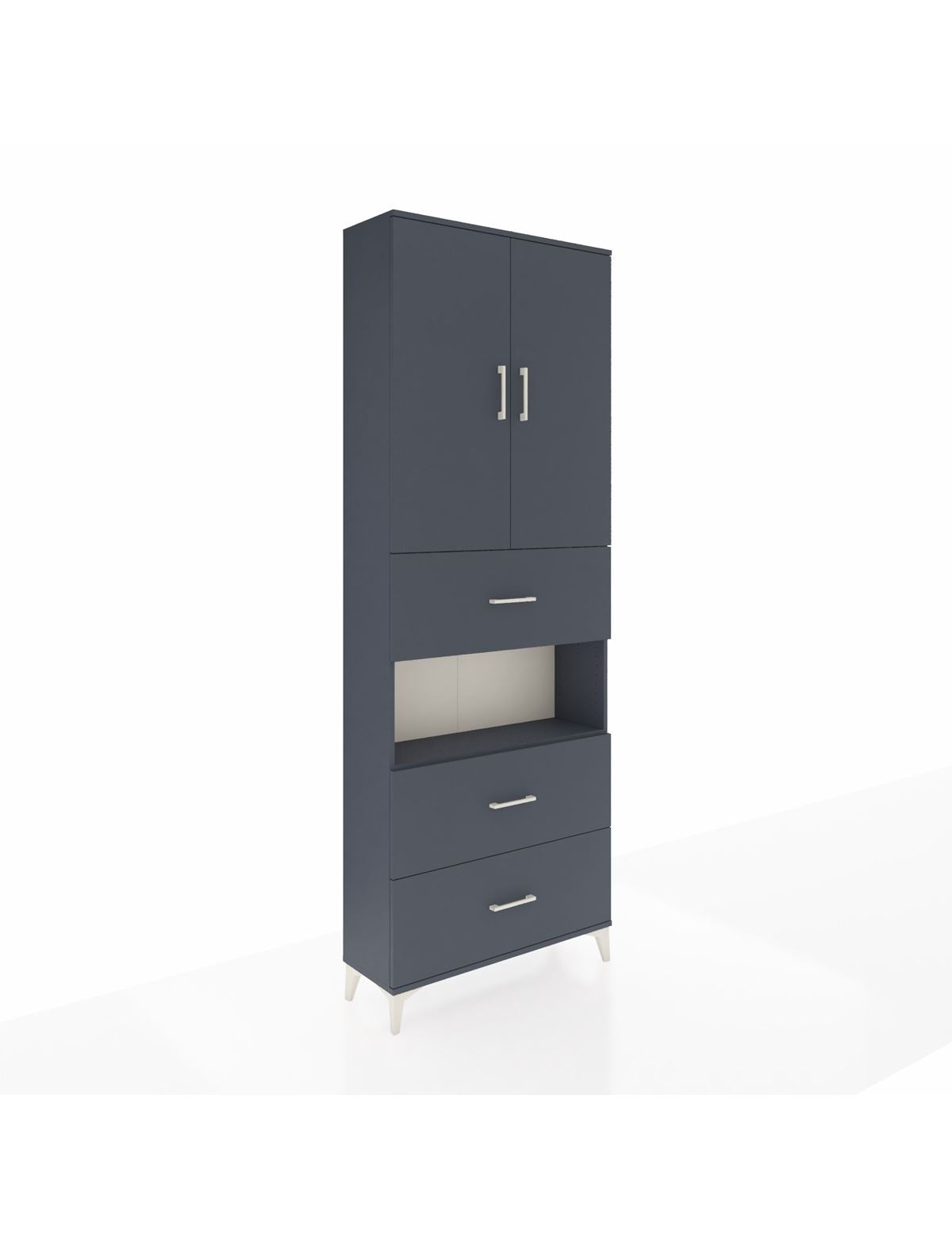 Arges Dolap 4 Raflı 3 Çekmeceli 2 Kapaklı 88x30x243 Antrasit-Antrasit