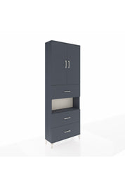 Arges Dolap 4 Raflı 3 Çekmeceli 2 Kapaklı 88x30x243 Antrasit-Antrasit