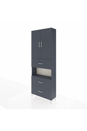 Arges Dolap 4 Raflı 3 Çekmeceli 2 Kapaklı 88x30x243 Antrasit-Antrasit
