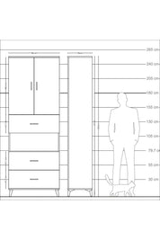Arges Dolap 4 Raflı 3 Çekmeceli 2 Kapaklı 88x30x243 - S33M191V6A