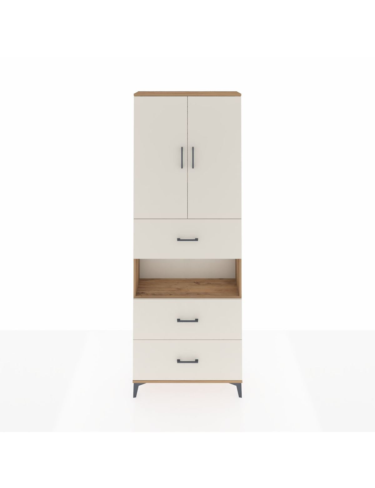 Arges Dolap 4 Raflı 3 Çekmeceli 2 Kapaklı 88x30x243 Çam-Aytaşı