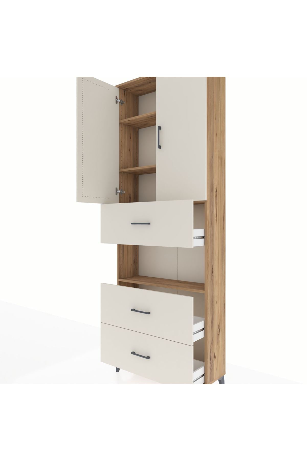 Arges Dolap 4 Raflı 3 Çekmeceli 2 Kapaklı 88x30x243 - S33M191V7A