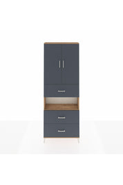 Arges Dolap 4 Raflı 3 Çekmeceli 2 Kapaklı 88x30x243 Çam-Antrasit