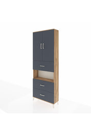 Arges Dolap 4 Raflı 3 Çekmeceli 2 Kapaklı 88x30x243 Çam-Antrasit