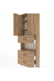 Arges Dolap 4 Raflı 3 Çekmeceli 2 Kapaklı 88x30x243 Çam-Çam