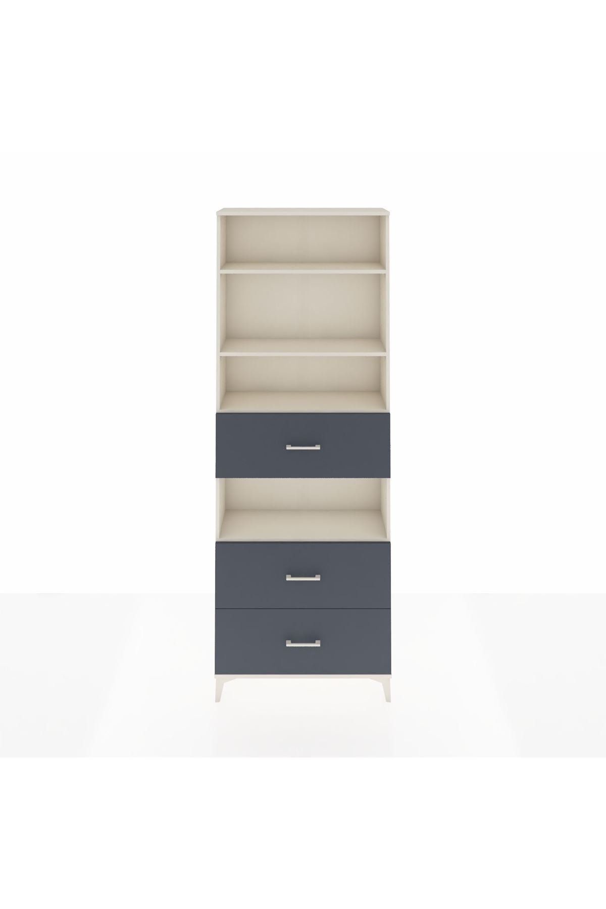 Arges Dolap 4 Raflı 3 Çekmeceli 88x30x243 Aytaşı-Antrasit