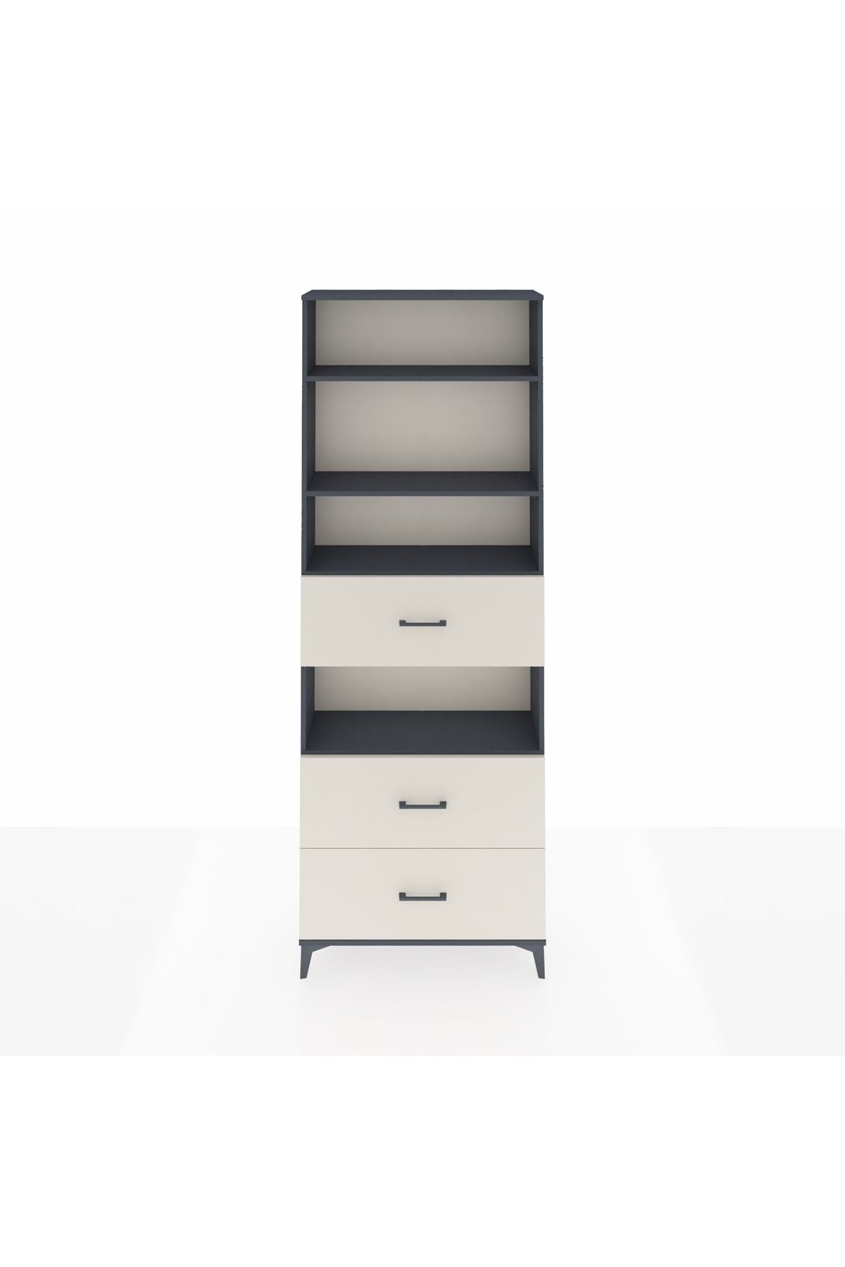Arges Dolap 4 Raflı 3 Çekmeceli 88x30x243 Antrasit-Aytaşı