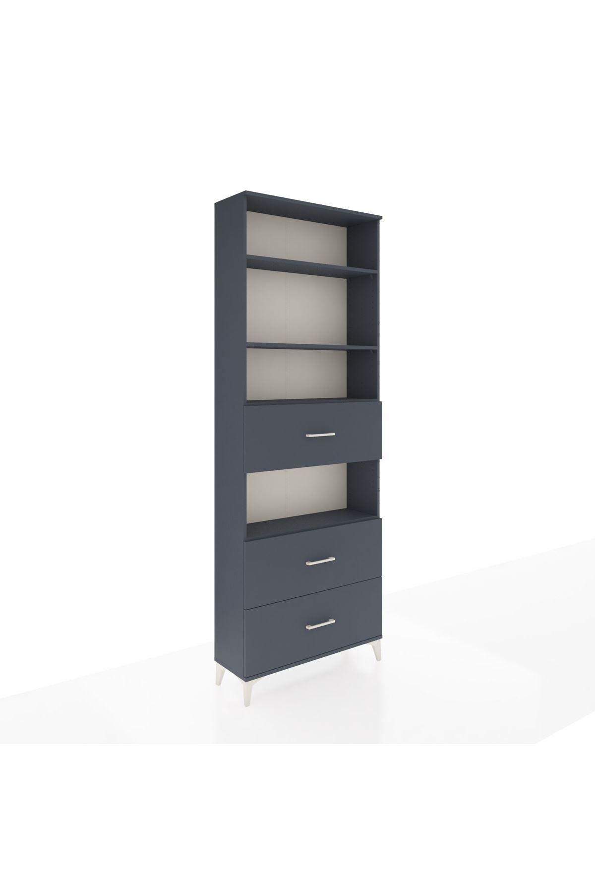 Arges Dolap 4 Raflı 3 Çekmeceli 88x30x243 Antrasit-Antrasit