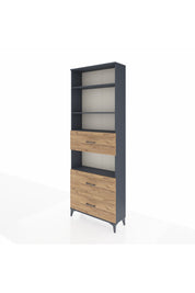 Arges Dolap 4 Raflı 3 Çekmeceli 88x30x243 Antrasit-Çam