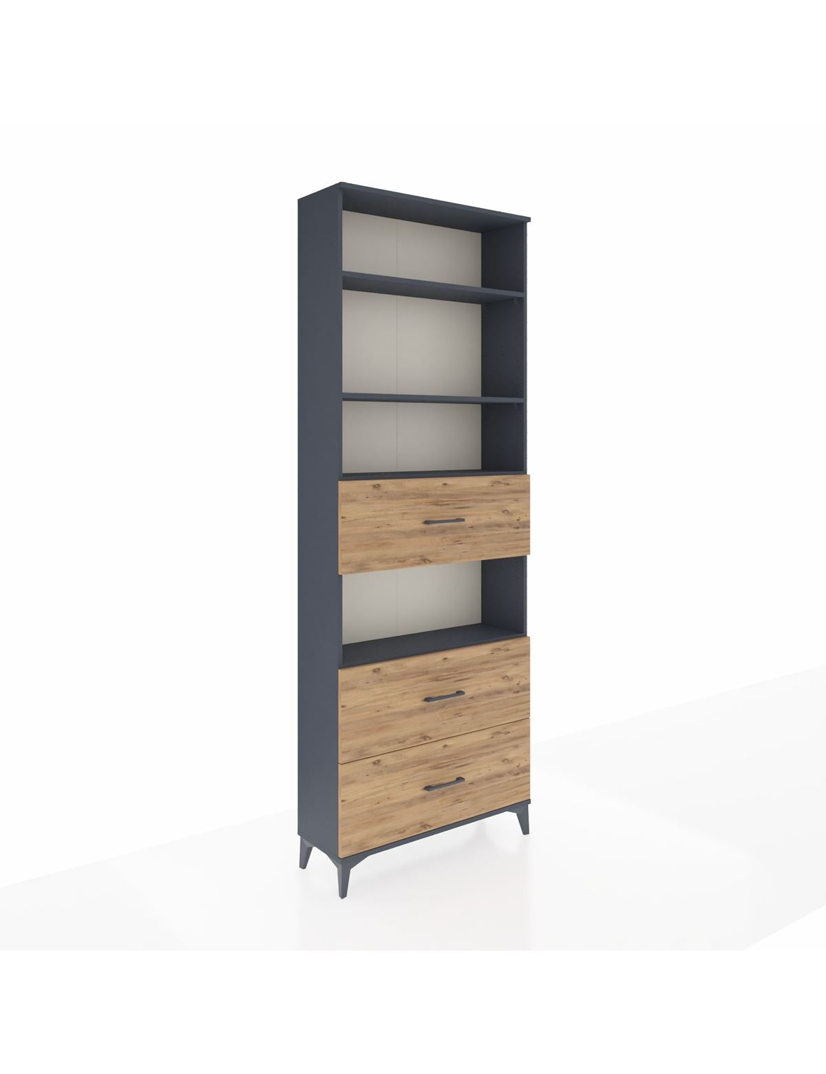 Arges Dolap 4 Raflı 3 Çekmeceli 88x30x243 Antrasit-Çam