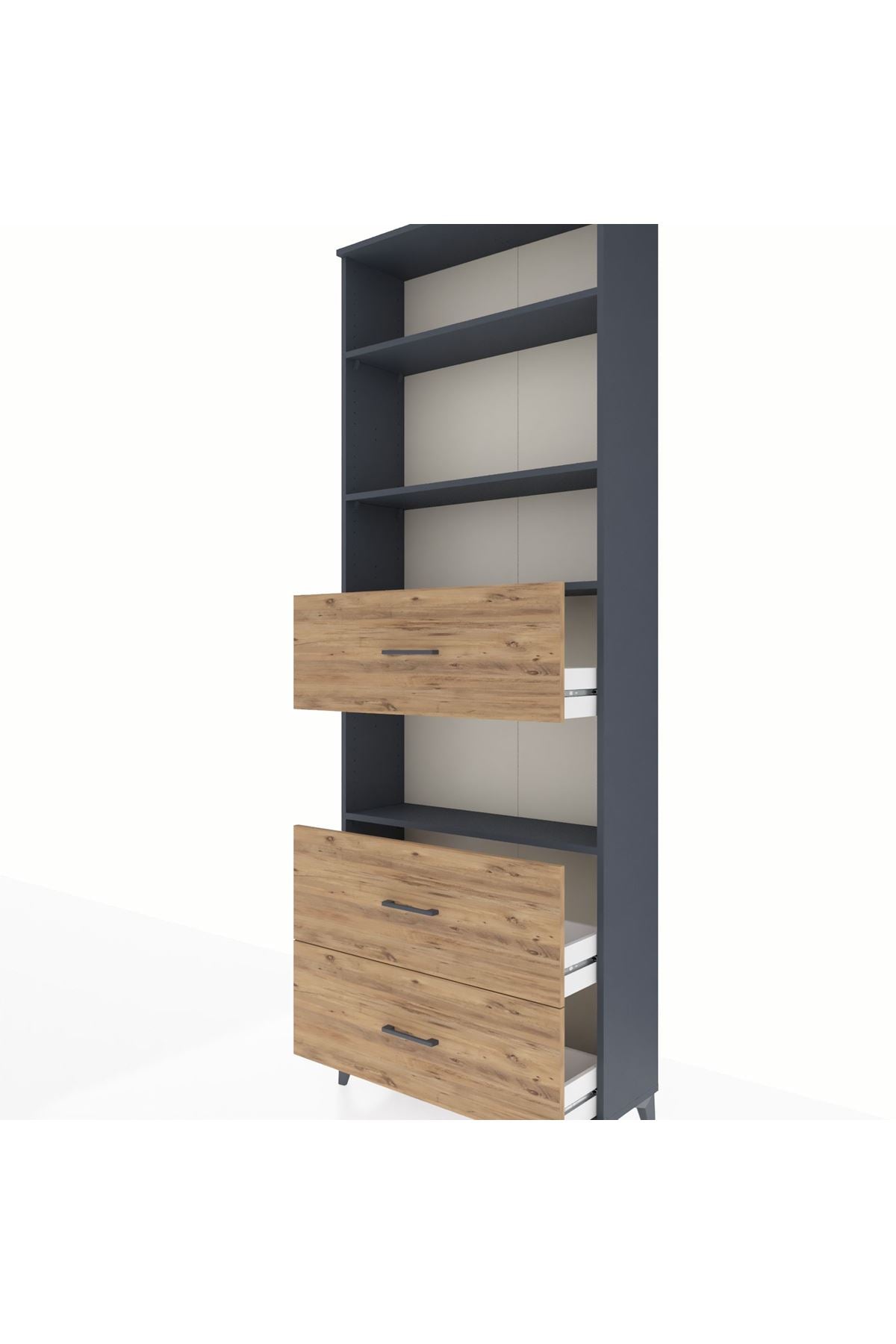 Arges Dolap 4 Raflı 3 Çekmeceli 88x30x243 Antrasit-Çam