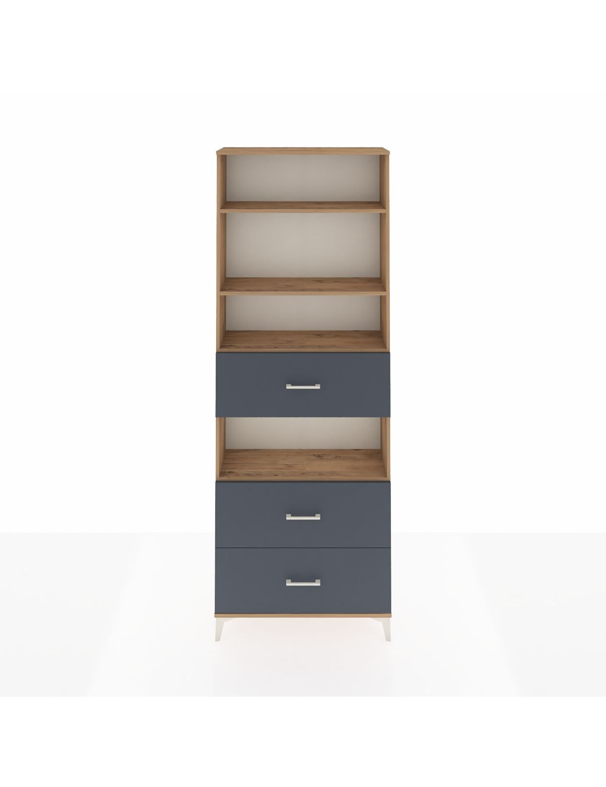 Arges Dolap 4 Raflı 3 Çekmeceli 88x30x243 Çam-Antrasit