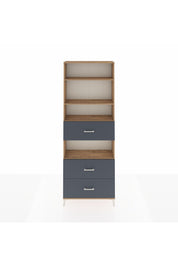 Arges Dolap 4 Raflı 3 Çekmeceli 88x30x243 Çam-Antrasit