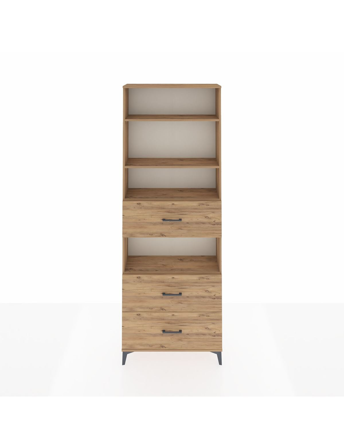 Arges Dolap 4 Raflı 3 Çekmeceli 88x30x243 Çam-Çam