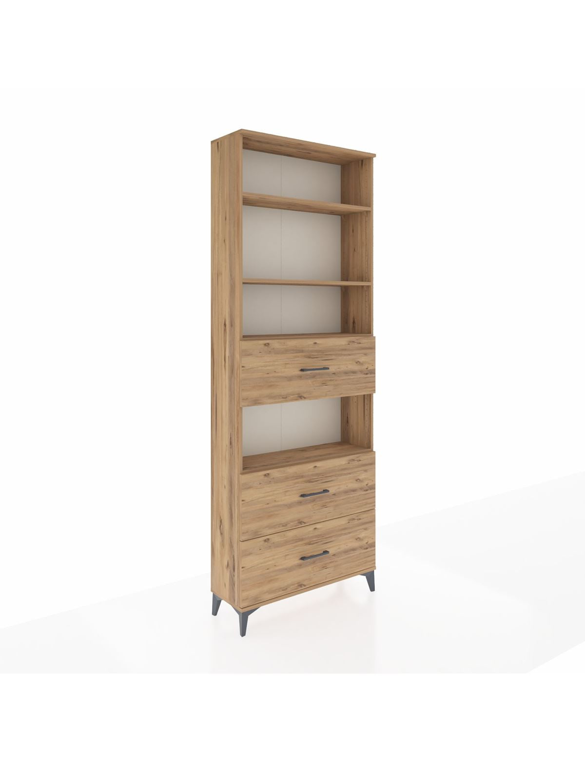 Arges Dolap 4 Raflı 3 Çekmeceli 88x30x243 Çam-Çam