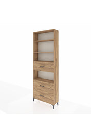 Arges Dolap 4 Raflı 3 Çekmeceli 88x30x243 Çam-Çam