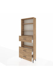 Arges Dolap 4 Raflı 3 Çekmeceli 88x30x243 Çam-Çam