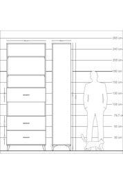 Arges Dolap 4 Raflı 3 Çekmeceli 88x30x243 Çam-Çam