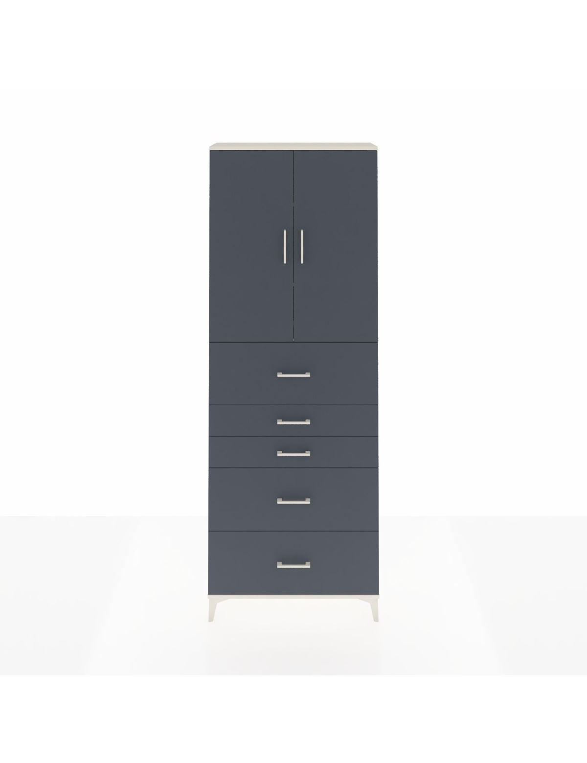 Arges Dolap 3 Raflı 5 Çekmeceli 2 Kapaklı 88x30x243 Aytaşı-Antrasit