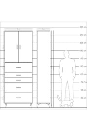 Arges Dolap 3 Raflı 5 Çekmeceli 2 Kapaklı 88x30x243 Aytaşı-Aytaşı