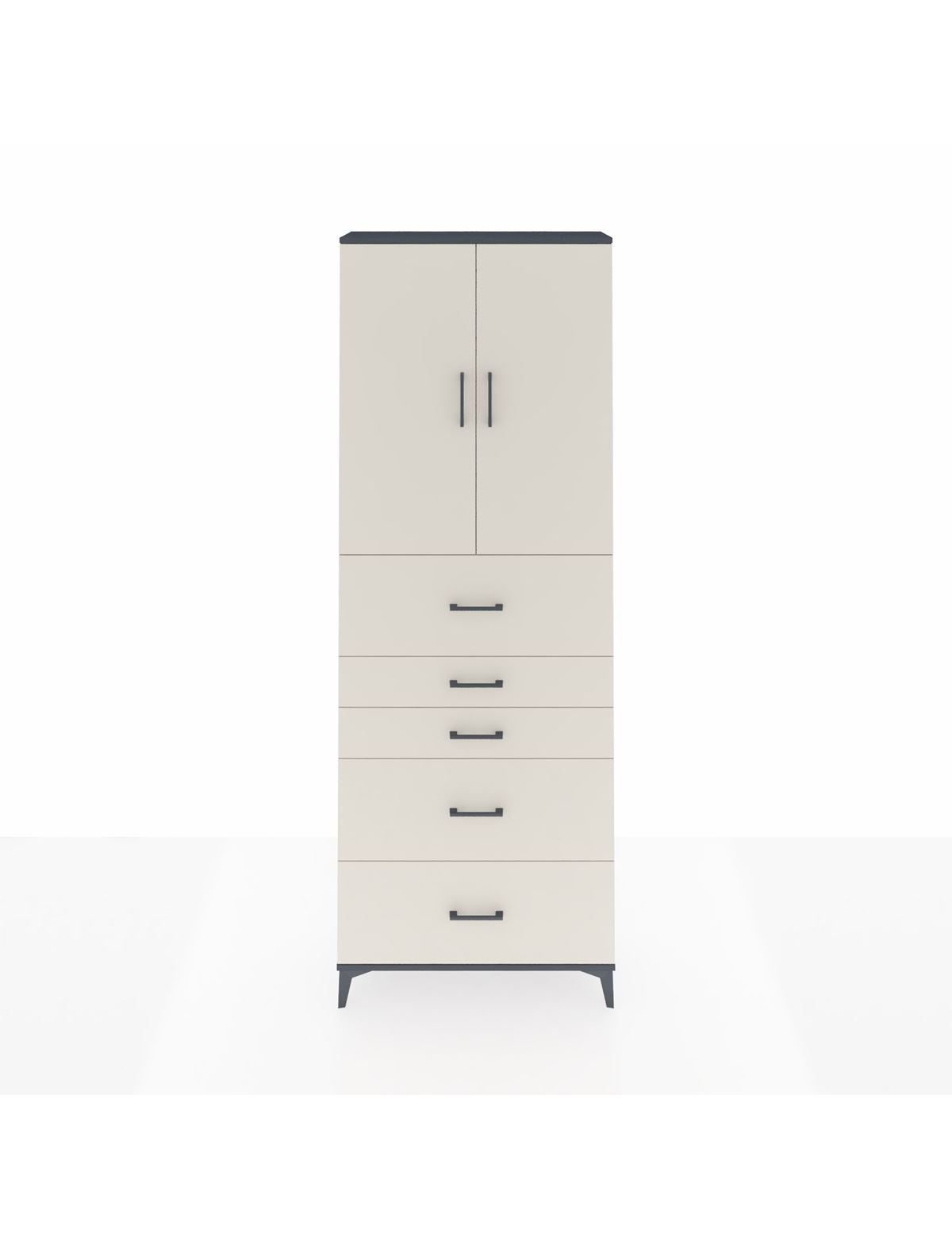 Arges Dolap 3 Raflı 5 Çekmeceli 2 Kapaklı 88x30x243 Antrasit-Aytaşı