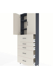 Arges Dolap 3 Raflı 5 Çekmeceli 2 Kapaklı 88x30x243 Antrasit-Aytaşı