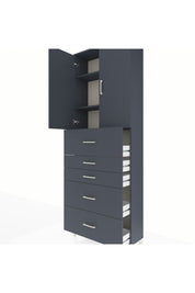 Arges Dolap 3 Raflı 5 Çekmeceli 2 Kapaklı 88x30x243 Antrasit-Antrasit