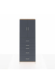 Arges Dolap 3 Raflı 5 Çekmeceli 2 Kapaklı 88x30x243 Çam-Antrasit