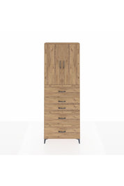 Arges Dolap 3 Raflı 5 Çekmeceli 2 Kapaklı 88x30x243 Çam-Çam