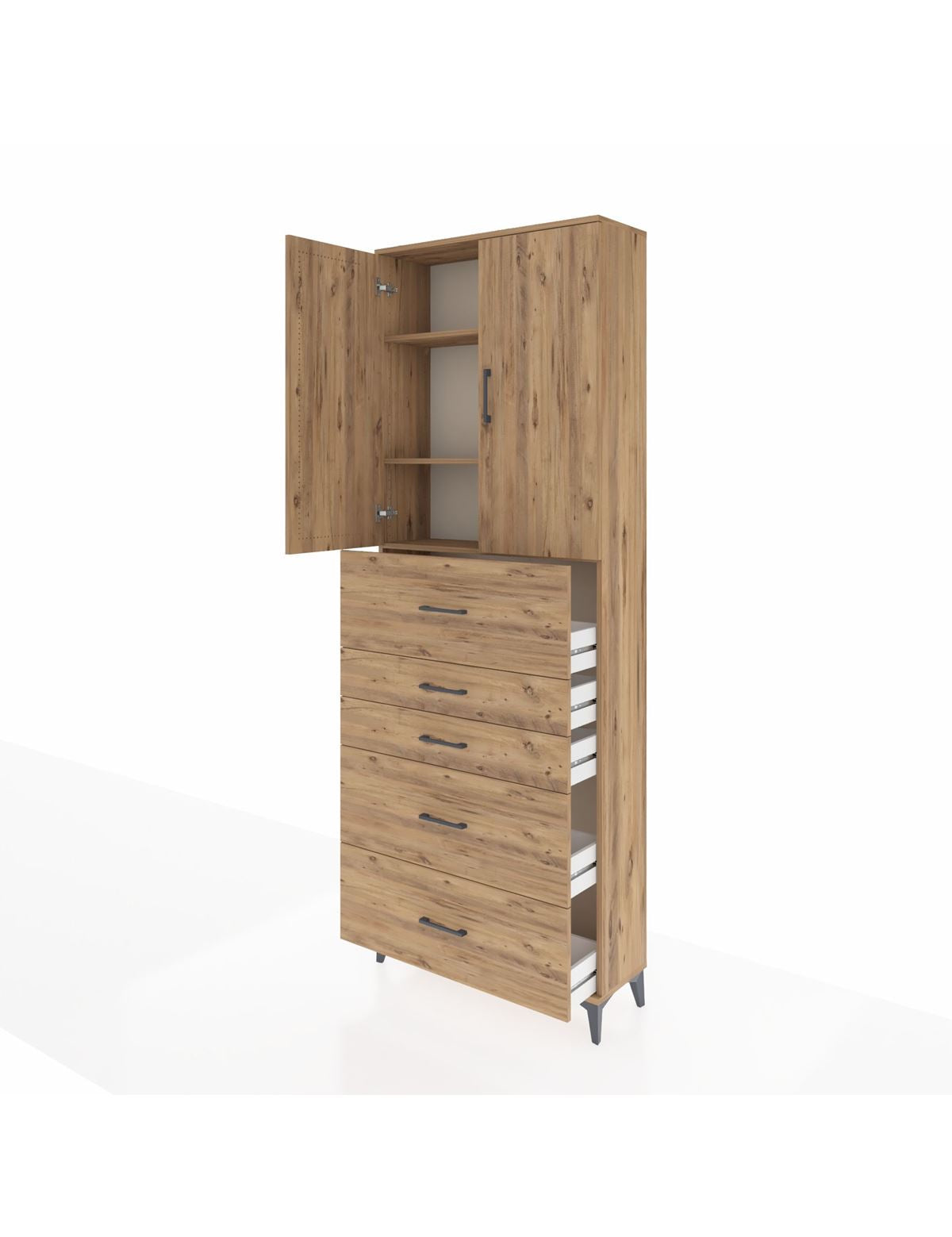 Arges Dolap 3 Raflı 5 Çekmeceli 2 Kapaklı 88x30x243 - S33M193V9A
