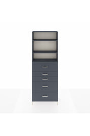 Arges Dolap 3 Raflı 5 Çekmeceli 88x30x243 Antrasit-Antrasit