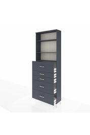 Arges Dolap 3 Raflı 5 Çekmeceli 88x30x243 Antrasit-Antrasit