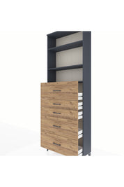 Arges Dolap 3 Raflı 5 Çekmeceli 88x30x243 Antrasit-Çam