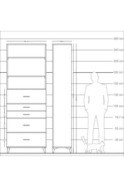 Arges Dolap 3 Raflı 5 Çekmeceli 88x30x243 Antrasit-Çam
