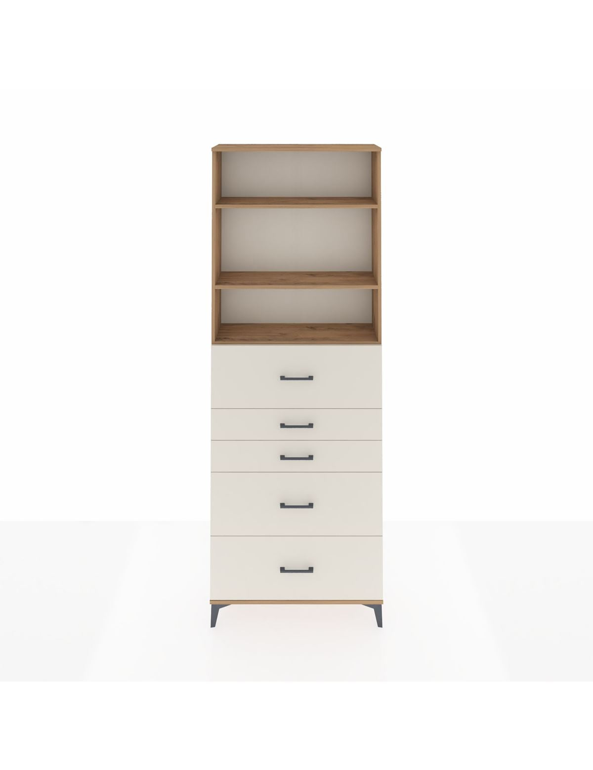 Arges Dolap 3 Raflı 5 Çekmeceli 88x30x243 Çam-Aytaşı