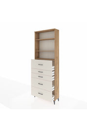 Arges Dolap 3 Raflı 5 Çekmeceli 88x30x243 Çam-Aytaşı