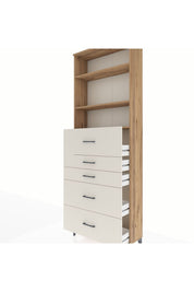 Arges Dolap 3 Raflı 5 Çekmeceli 88x30x243 Çam-Aytaşı