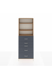 Arges Dolap 3 Raflı 5 Çekmeceli 88x30x243 Çam-Antrasit