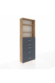 Arges Dolap 3 Raflı 5 Çekmeceli 88x30x243 Çam-Antrasit