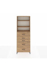 Arges Dolap 3 Raflı 5 Çekmeceli 88x30x243 Çam-Çam