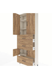 Arges Dolap 4 Raflı 3 Çekmeceli 4 Kapaklı 88x30x243 Aytaşı-Çam