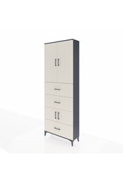 Arges Dolap 4 Raflı 3 Çekmeceli 4 Kapaklı 88x30x243 Antrasit-Aytaşı