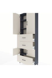 Arges Dolap 4 Raflı 3 Çekmeceli 4 Kapaklı 88x30x243 Antrasit-Aytaşı