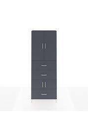 Arges Dolap 4 Raflı 3 Çekmeceli 4 Kapaklı 88x30x243 Antrasit-Antrasit