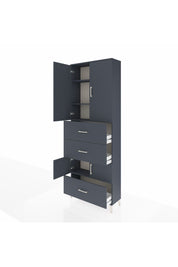 Arges Dolap 4 Raflı 3 Çekmeceli 4 Kapaklı 88x30x243 Antrasit-Antrasit