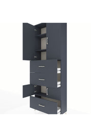 Arges Dolap 4 Raflı 3 Çekmeceli 4 Kapaklı 88x30x243 Antrasit-Antrasit