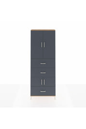 Arges Dolap 4 Raflı 3 Çekmeceli 4 Kapaklı 88x30x243 Çam-Antrasit