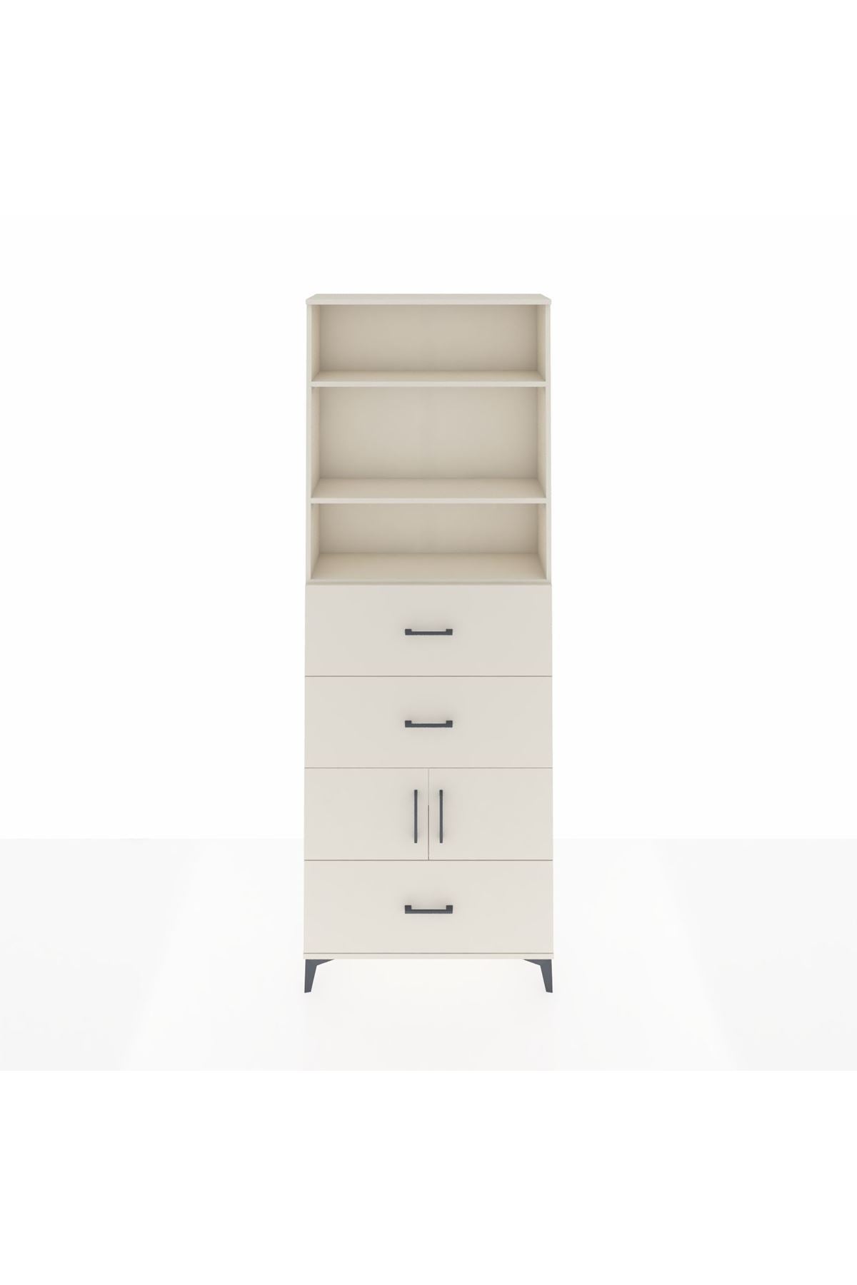 Arges Dolap 4 Raflı 3 Çekmeceli 2 Kapaklı 88x30x243 Aytaşı-Aytaşı